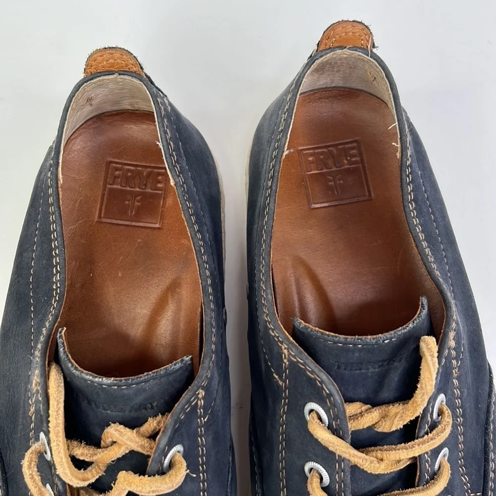 FRYE MEN’S NORFOLK DECK SHOES INDIGO SUNWASH NUBUCK LEATHER SZ 11.5